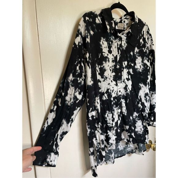 Cosmo vintage long sleeve button down black and white blouse size L. - Picture 6 of 12